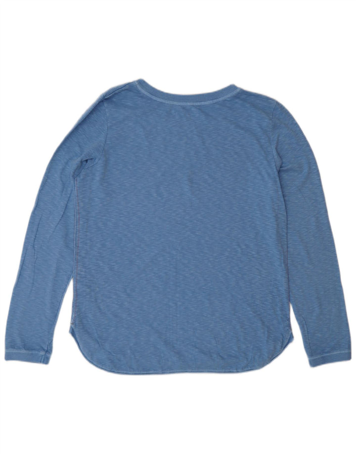 White Stuff Damen Top Langarm UK 12 Mittelblaue Baumwolle