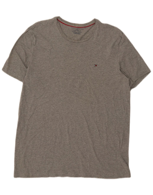 Tommy Hilfiger Herren T-Shirt Top XL Grau gefleckte Baumwolle