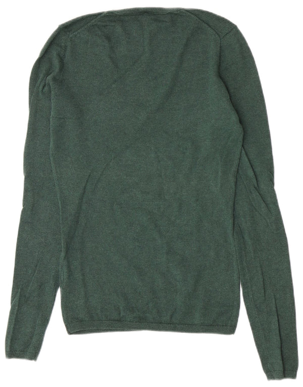 Tommy Hilfiger Damen-Pullover mit normaler Passform und V-Ausschnitt, Gr. 6, XS, Grün