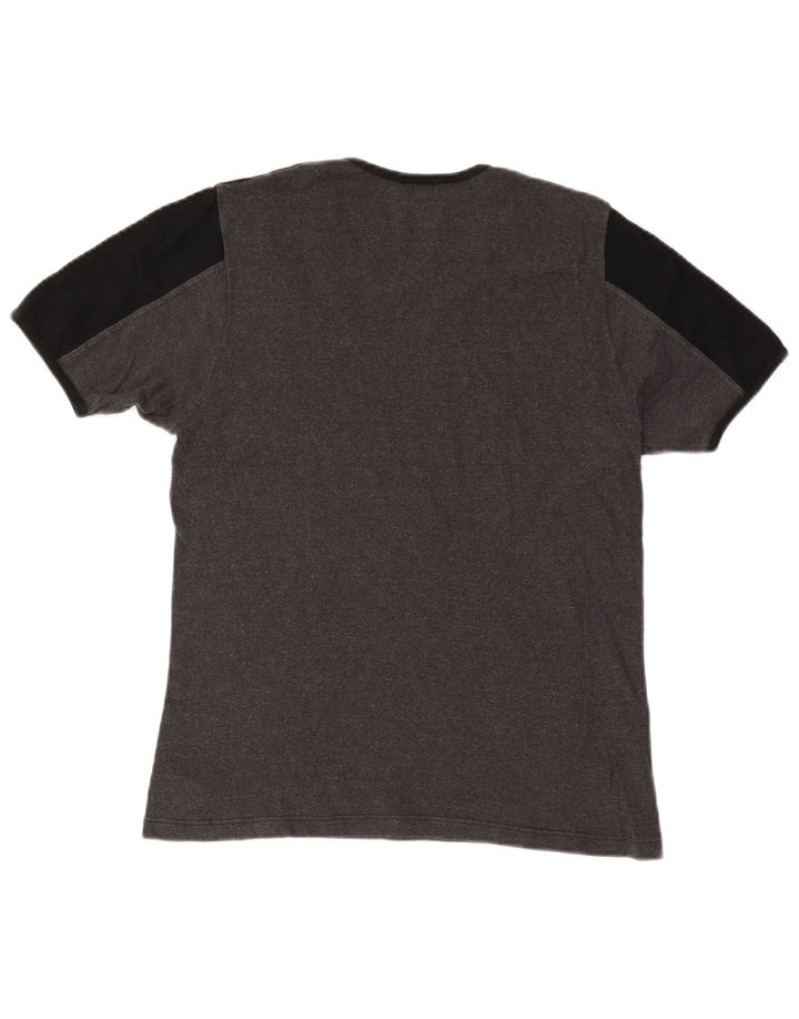 Roccobarocco Herren-T-Shirt-Oberteil, groß, graue Farbblock-Baumwolle