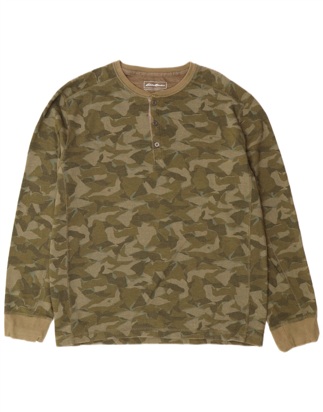 Eddie Bauer Herren Top Langarm XL Grün Camouflage Baumwolle