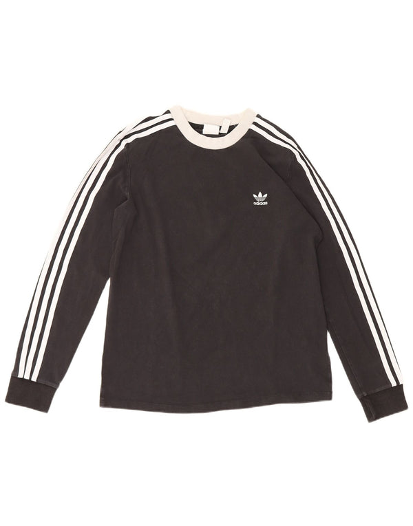 Adidas Damen Top Langarm UK 14 Medium Schwarz Baumwolle Sport