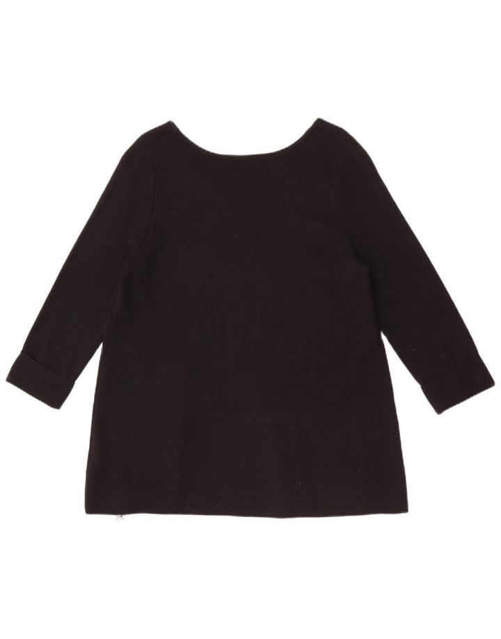 Marks & Spencer Damen-Top, 3/4-Ärmel, UK-Größe 16, Größe L, schwarze Viskose