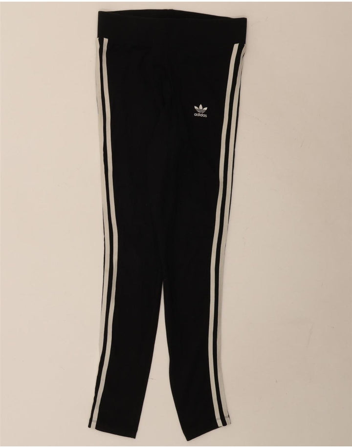 Adidas Damen Leggings UK 10 Small Schwarz Baumwolle