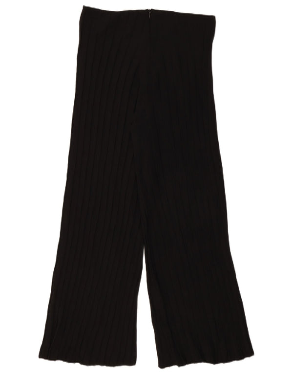 Zara Damen-Freizeithose mit hoher Taille und weitem Bein, Größe L, W30, L29, Schwarz