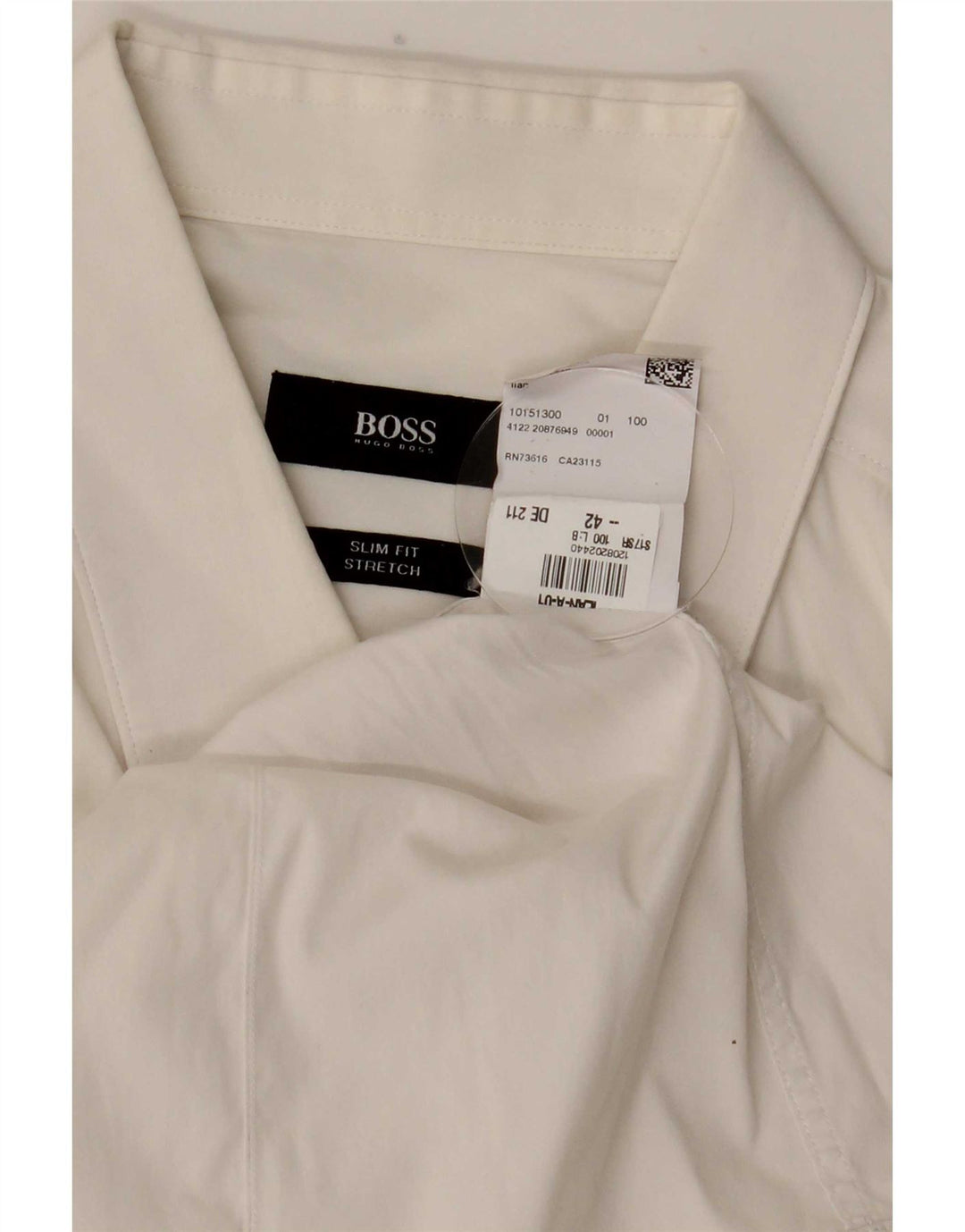 Hugo Boss Herren-Slim-Fit-Hemd, Größe 42, groß, weiße Baumwolle