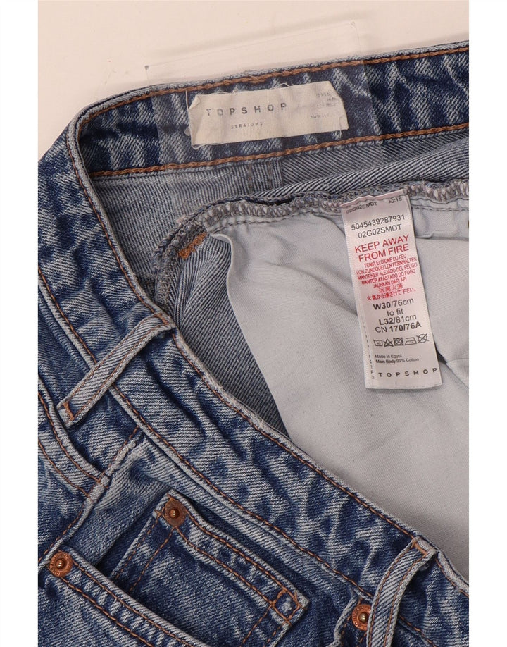 Topshop Damen Straight Jeans W30 L26 Blaues Polyester