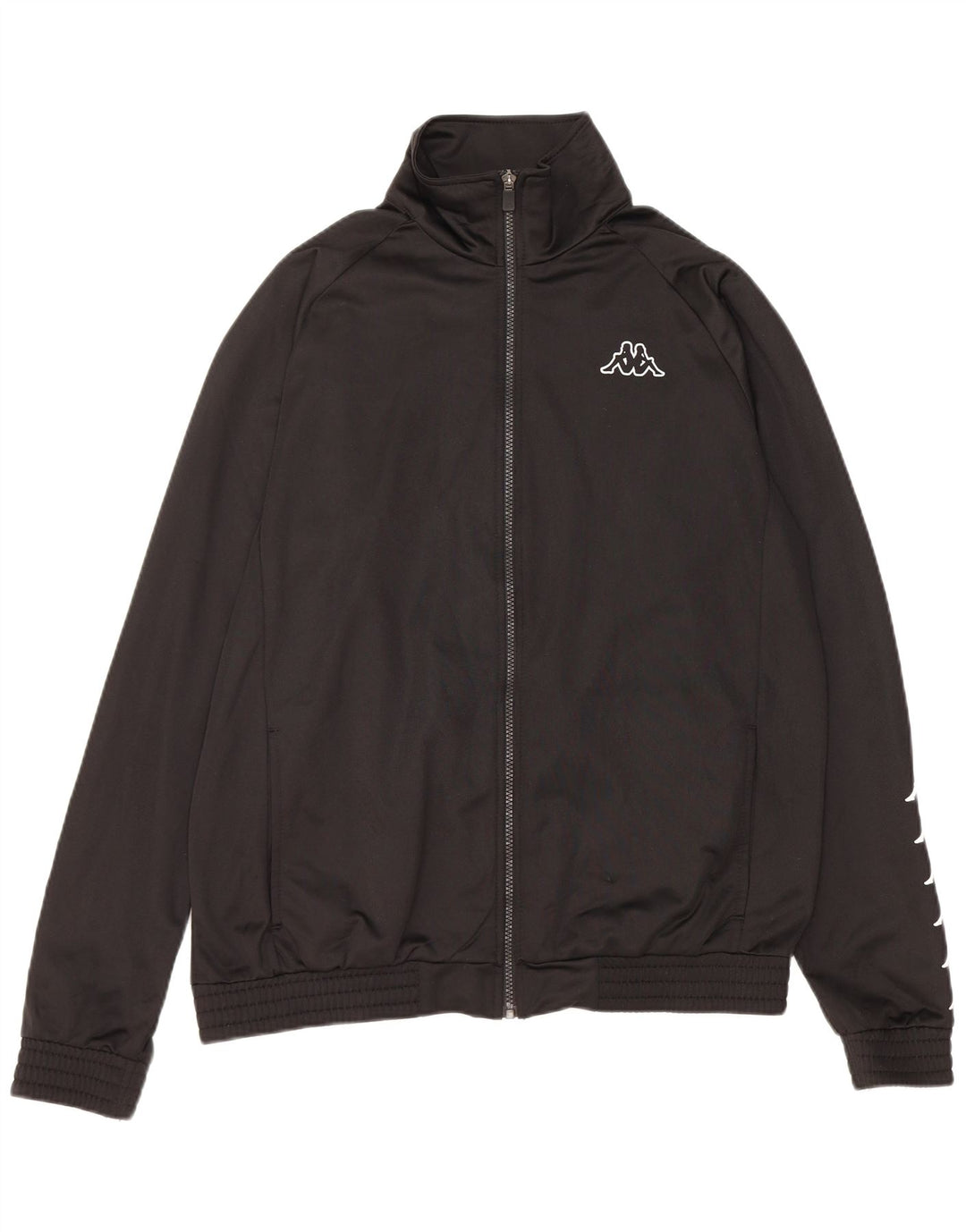 Kappa Herren-Trainingsanzug mit grafischem Oberteil, groß, aus schwarzem Polyester