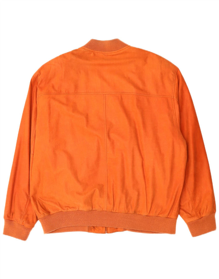 C&A Herren Leder Bomberjacke UK 40 Large Orange Leder