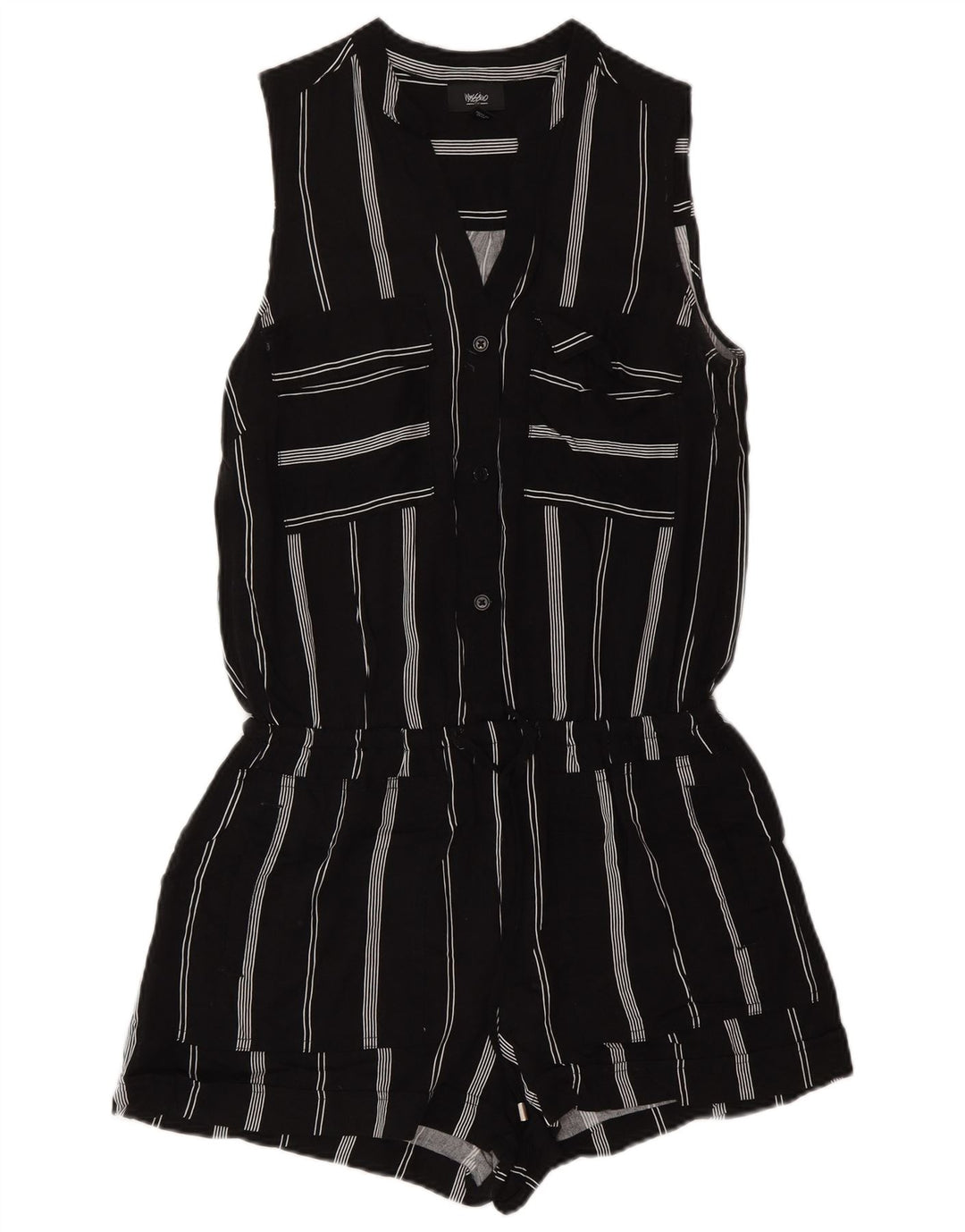 Mossimo Damen Ärmelloser Playsuit UK 6 XS Schwarz gestreift Rayon