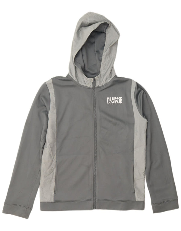 Nike Jungen-Kapuzenpullover mit Reißverschluss, 13–14 Jahre, XL, graues Colourblock-Polyester