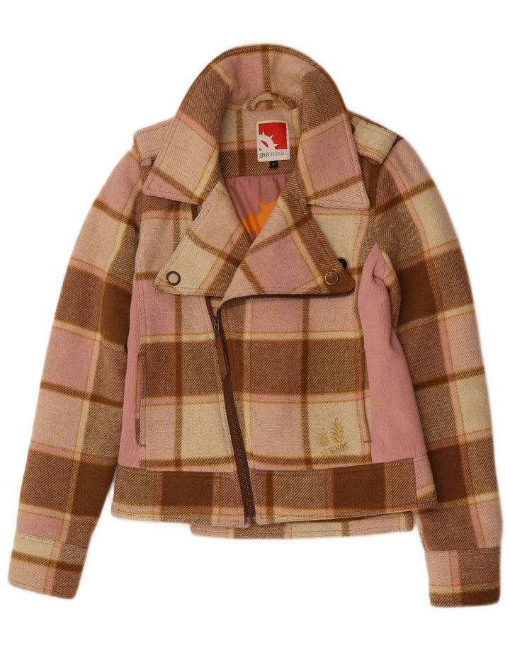 Kurzmantel für Damen, UK 10, klein, mehrfarbig, kariert, Acryl