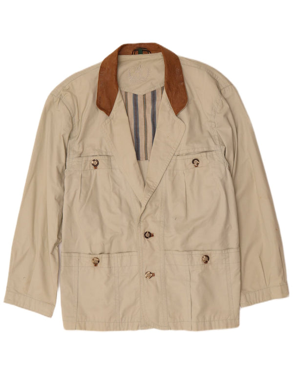 Vintage Herren Utility Jacke UK 40 Große Beige Baumwolle
