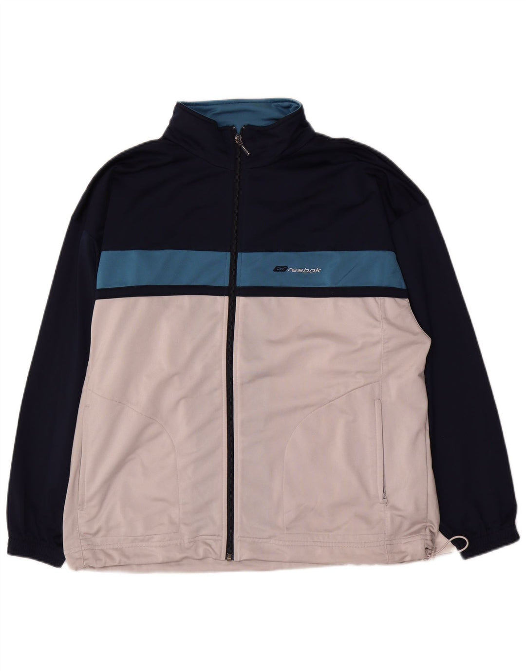 Reebok Herren-Trainingsanzug mit lockerer Passform, Oberteil, Jacke, Größe S, Weiß, Farbblock