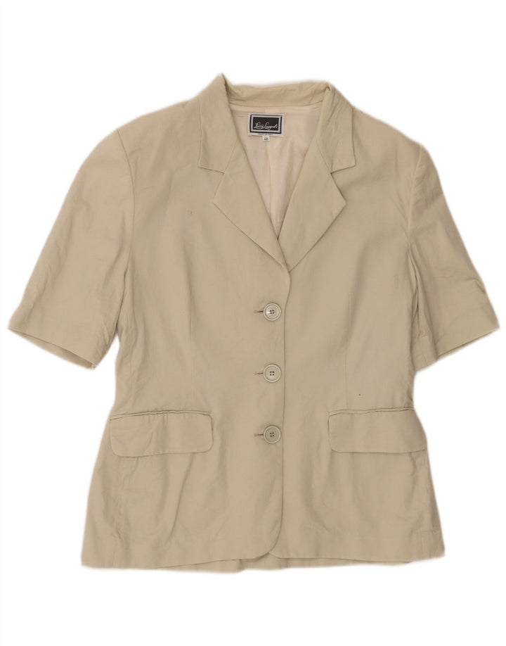 Luisa Spagnoli Damen Kurzarm-Blazerjacke mit 3 Knöpfen IT 46 Large Beige