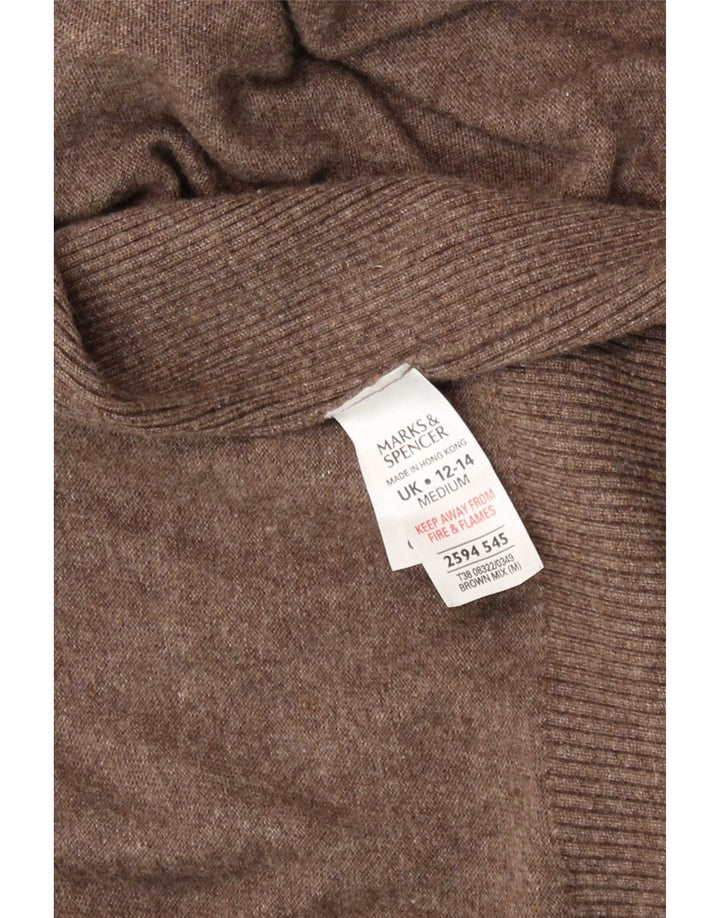 Marks & Spencer Damen Asymmetrischer Cardigan-Pullover UK 12/14 Mittelbraun