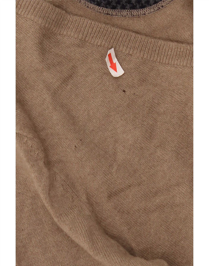 Boggi Herren-Pullover mit V-Ausschnitt, kleine beige Wolle