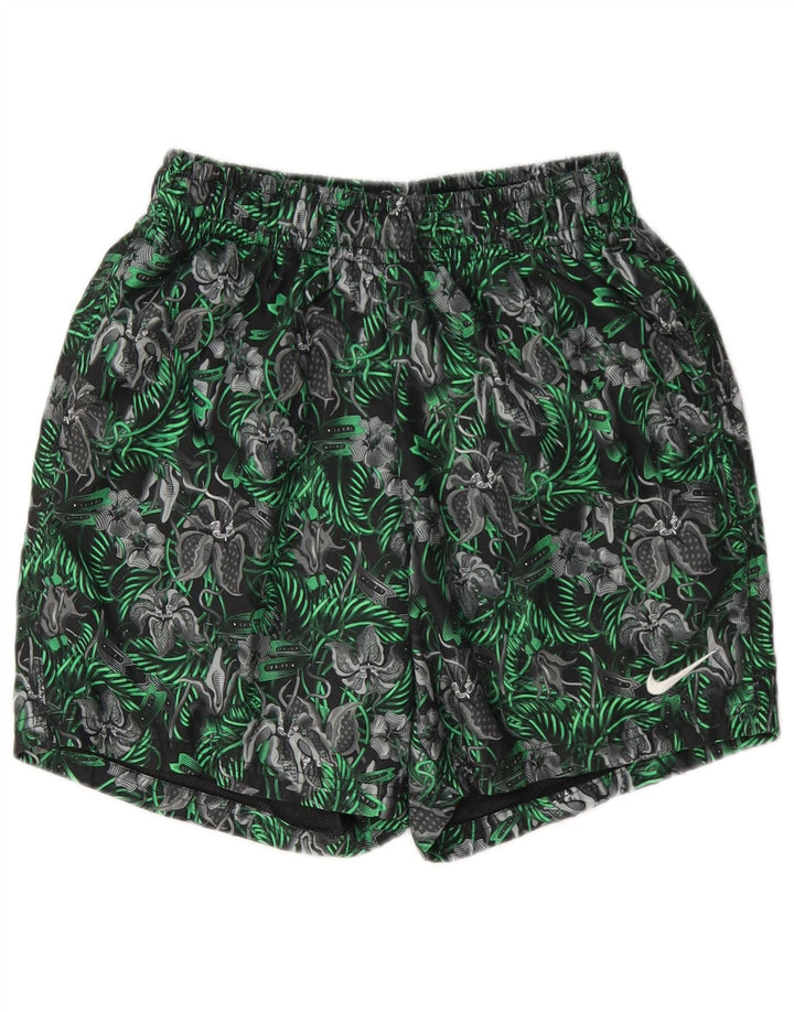 Nike Herren-Badeshorts, klein, grün, florales Polyester