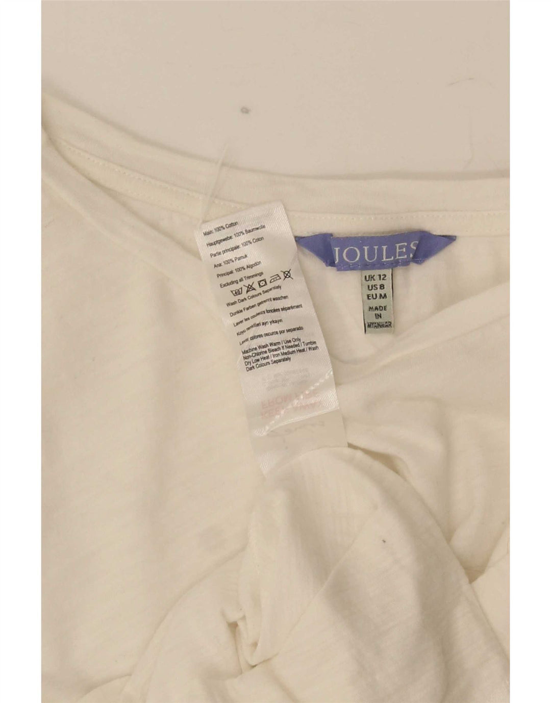 Joules Damen T-Shirt Top UK 12 Mittelweiße Baumwolle