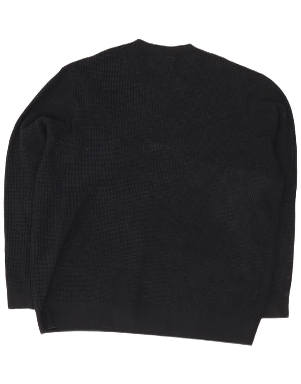 Marks & Spencer Herren-Pullover mit Rundhalsausschnitt, 3XL, schwarze Baumwolle