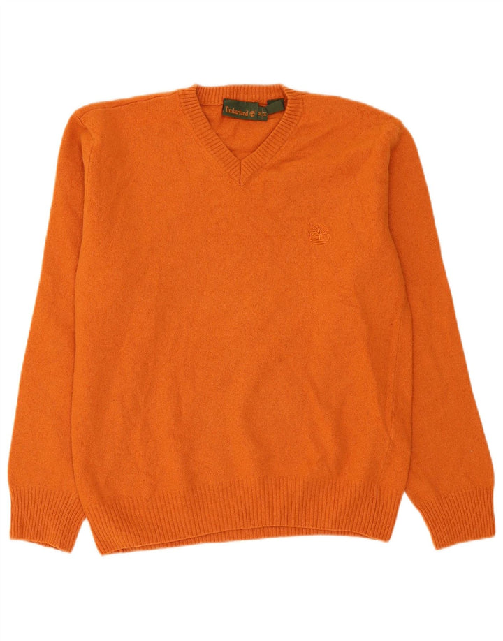 Timberland Herren-Pullover mit V-Ausschnitt aus mitteloranger Wolle