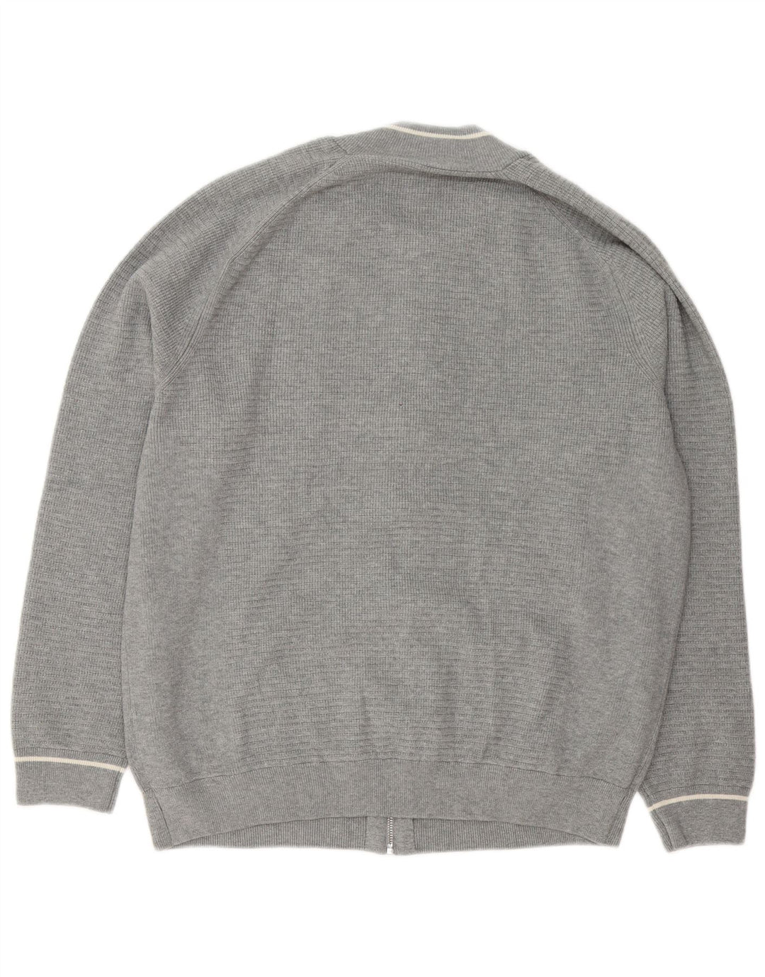 Marks & Spencer Herren-Cardigan mit durchgehendem Reißverschluss, 2XL, graue Baumwolle