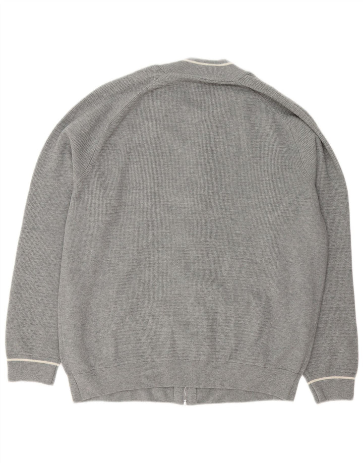 Marks & Spencer Herren-Cardigan mit durchgehendem Reißverschluss, 2XL, graue Baumwolle