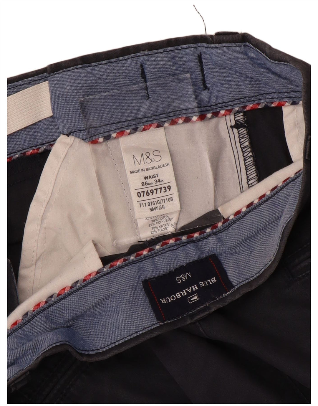 Marks & Spencer Herren Blue Harbor Chinoshorts W34 Große marineblaue Baumwolle