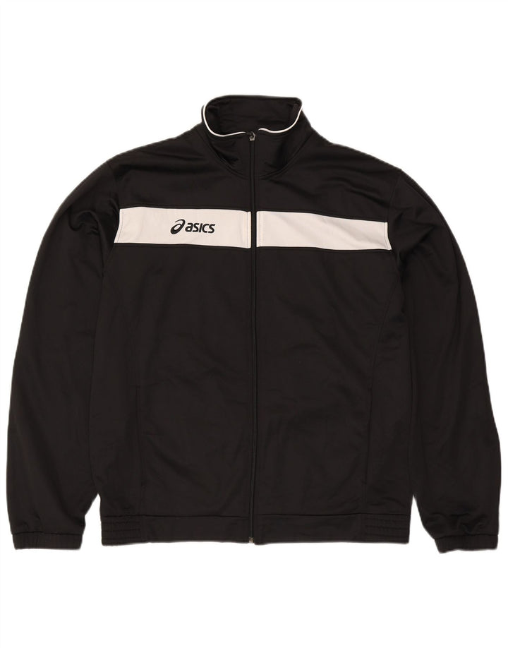 Asics Herren-Trainingsanzug mit grafischem Oberteil, XL, Schwarz, Farbblock-Polyester