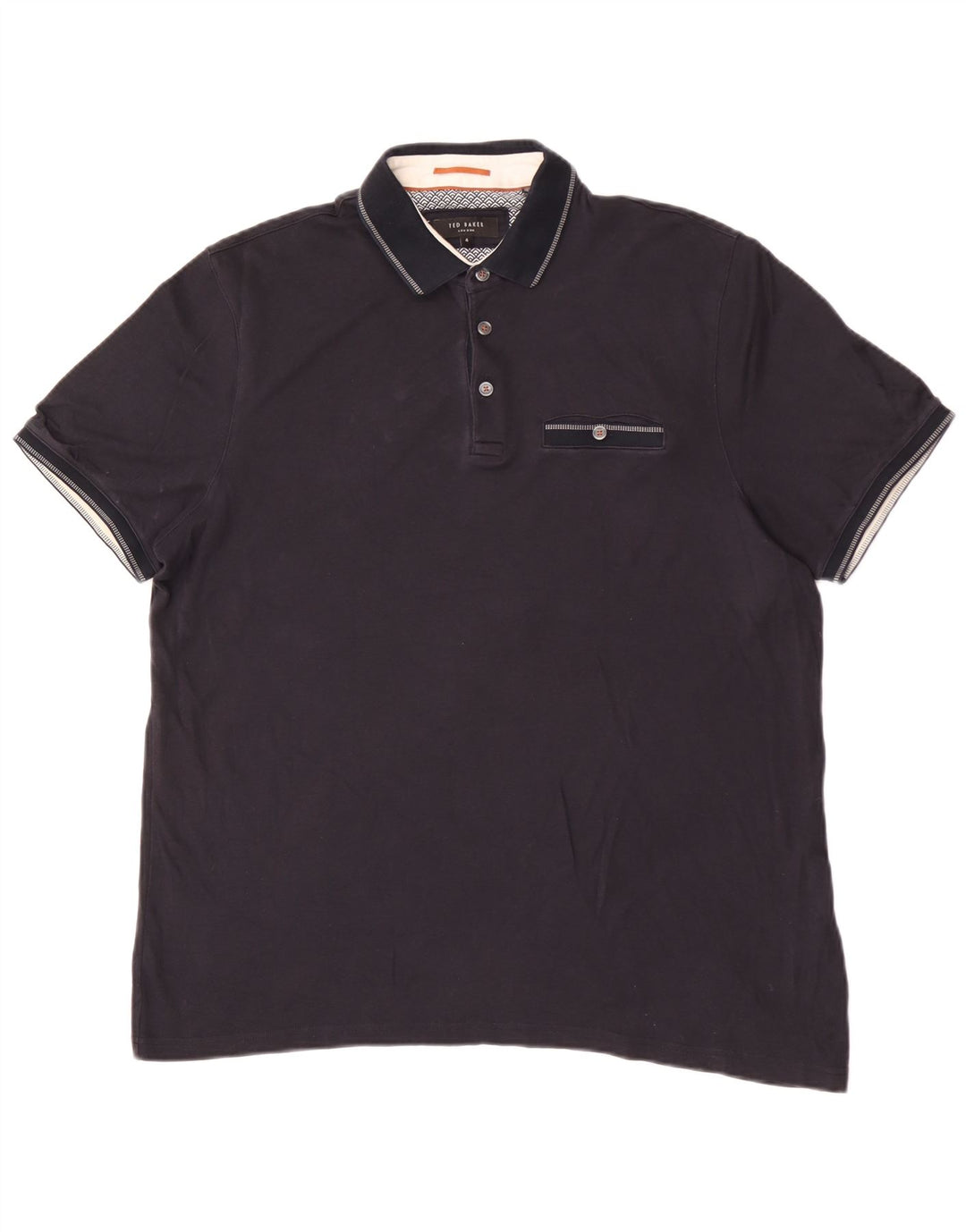 Ted Baker Herren-Poloshirt, Größe 4, groß, marineblaue Baumwolle