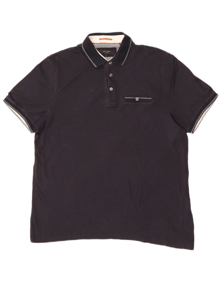 Ted Baker Herren-Poloshirt, Größe 4, groß, marineblaue Baumwolle