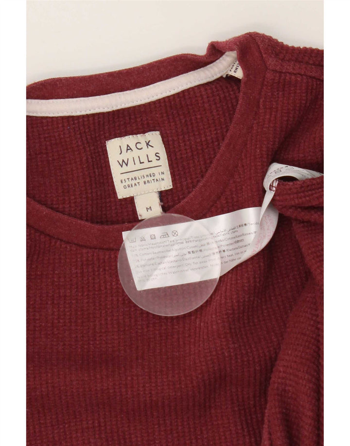 Jack Wills Herren-Oberteil aus langärmliger Baumwolle in mittlerem Burgunderrot
