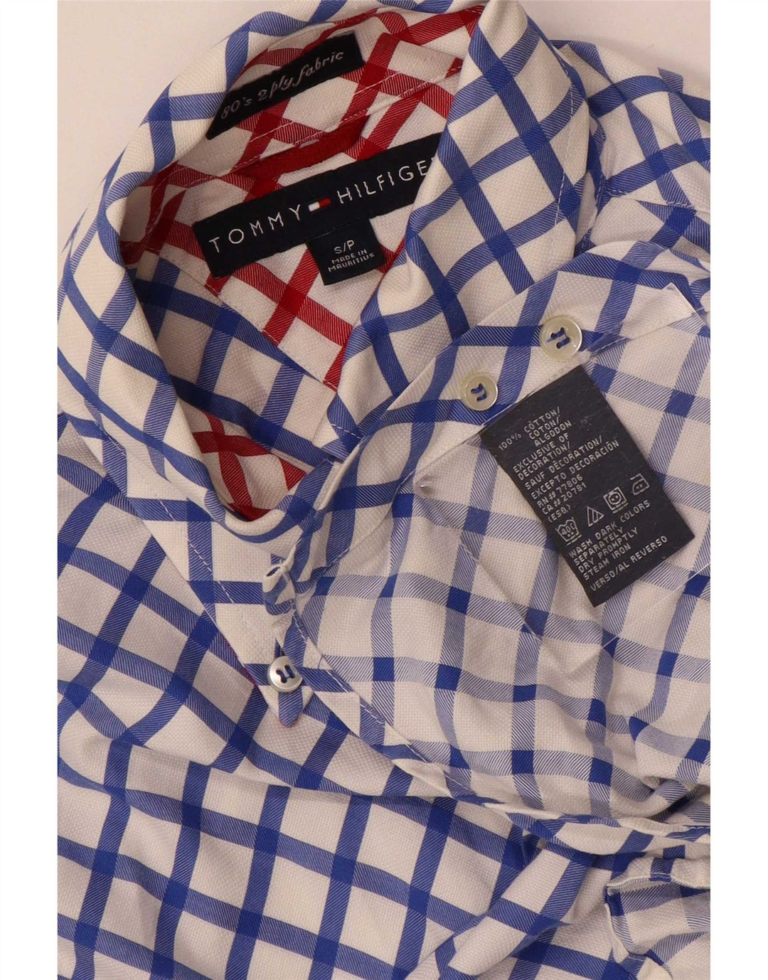 Tommy Hilfiger Herrenhemd, klein, blau, geometrisch, Baumwolle