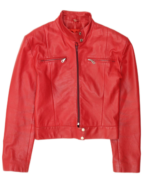Vintage Damen Crop Lederjacke UK 18 XL Rot