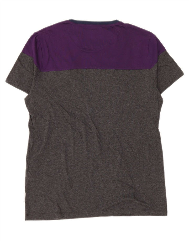 Ted Baker Herren T-Shirt Top Größe 3 Mittelgraue Colourblock-Baumwolle
