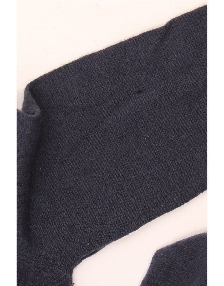 BENETTON Herren-Pullover mit U-Boot-Ausschnitt, klein, marineblaue Schurwolle