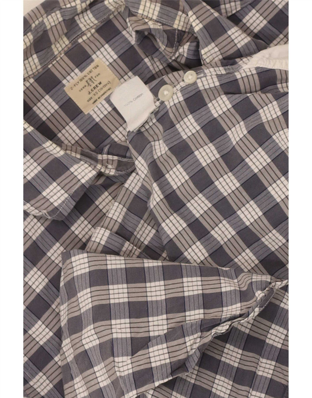 J. Crew Herrenhemd, Größe 13 1/2 XS, grau karierte Baumwolle