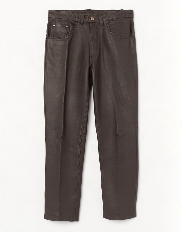 Vintage Herren gerade Lederhose W34 L31 Schwarz