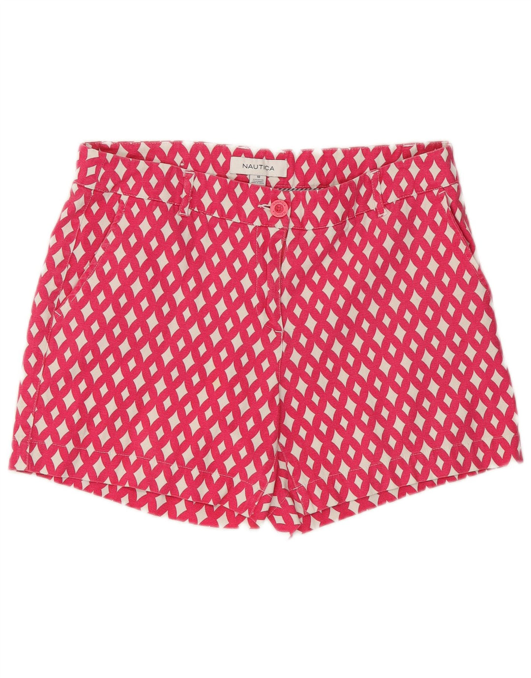 NAUTICA Damen Chino-Shorts US 10 Large W32 Pink Argyle/Diamond Cotton