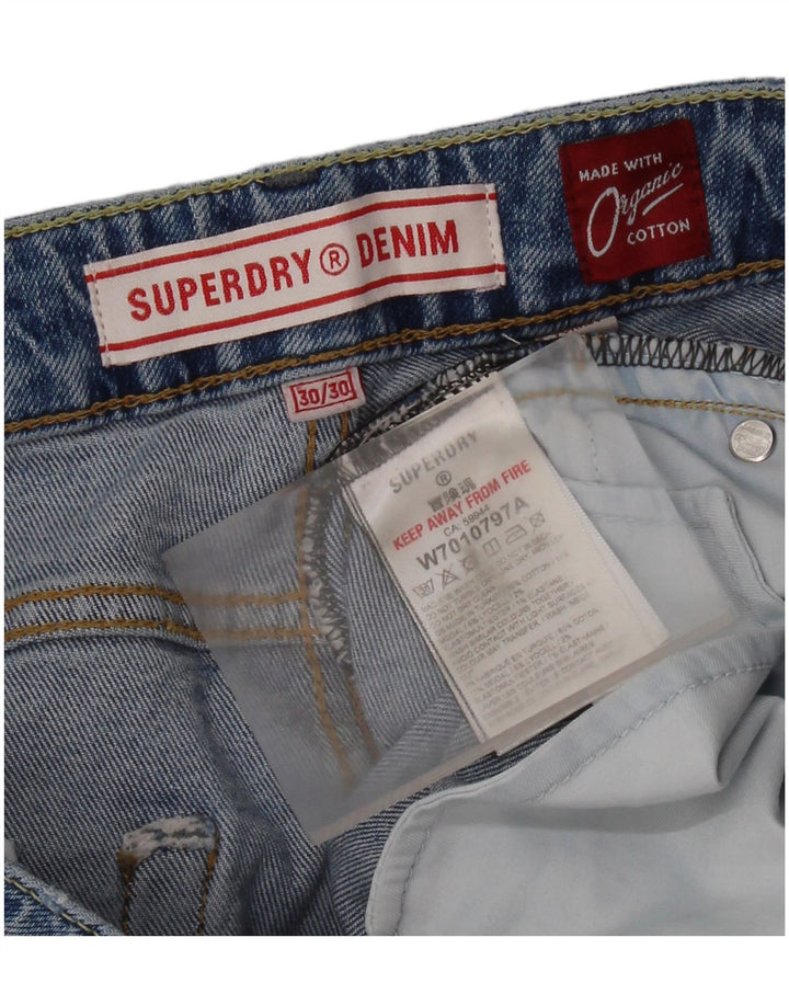 SUPERDRY Damen Distressed Bootcut Jeans W30 L30 Blaue Baumwolle