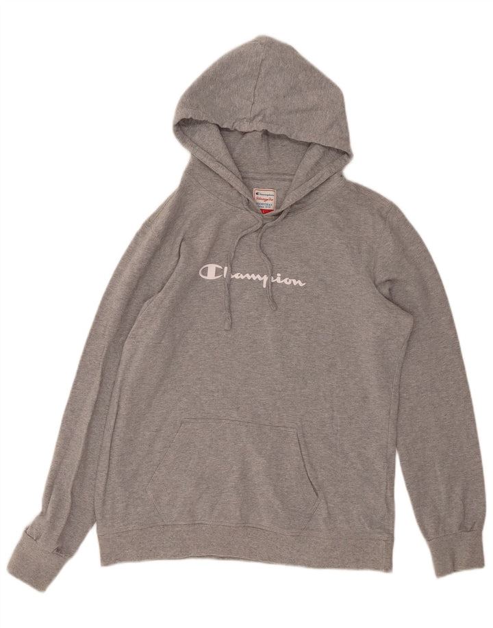 CHAMPION Damen Heritage Fit Graphic Hoodie Pullover UK 14 Large Grau