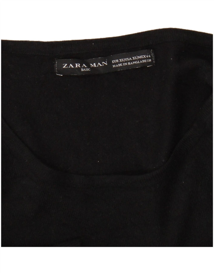 Zara Herren-Pullover mit Rundhalsausschnitt, XL, Schwarz