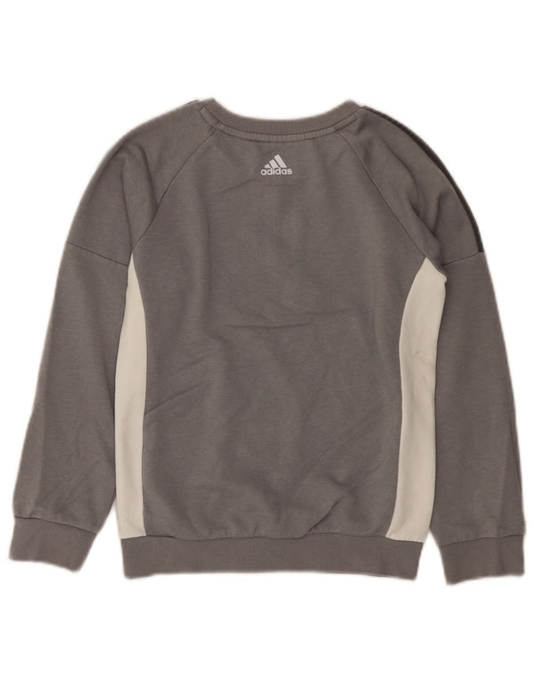 Adidas Jungen Grafik-Sweatshirt-Pullover, 7–8 Jahre, graue Farbblock-Baumwolle