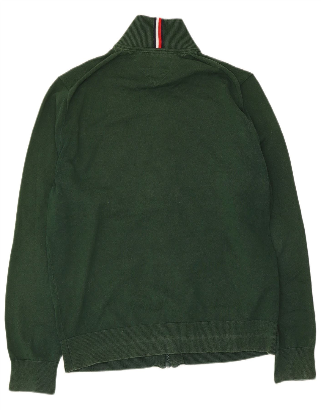Tommy Hilfiger Herren-Cardigan mit durchgehendem Reißverschluss, mittelgrüne Baumwolle