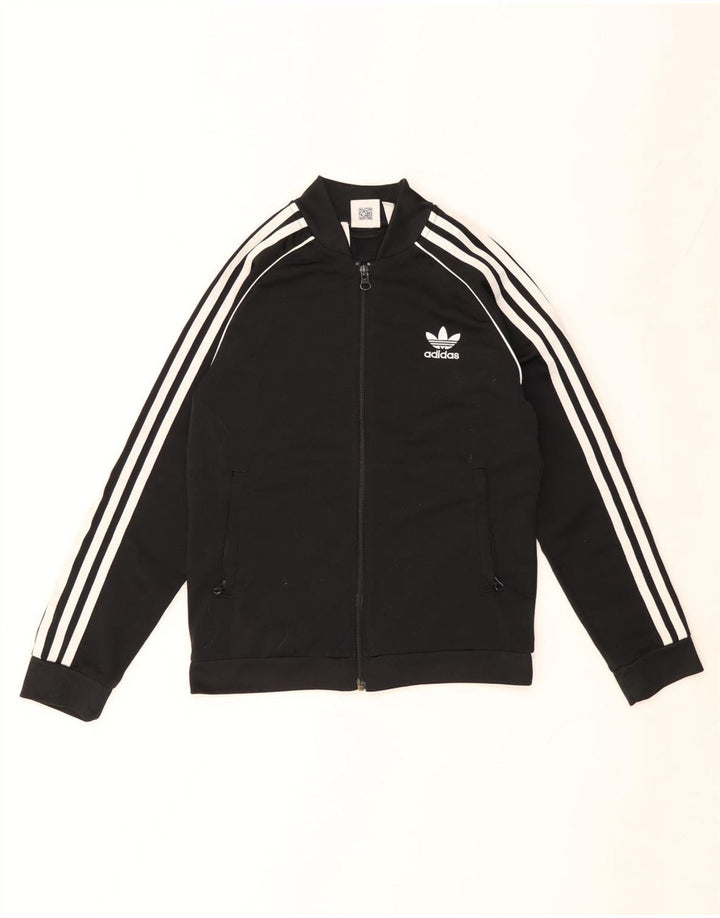 ADIDAS Jungen-Trainingsanzug, Top-Jacke, 10–11 Jahre, schwarzes Polyester