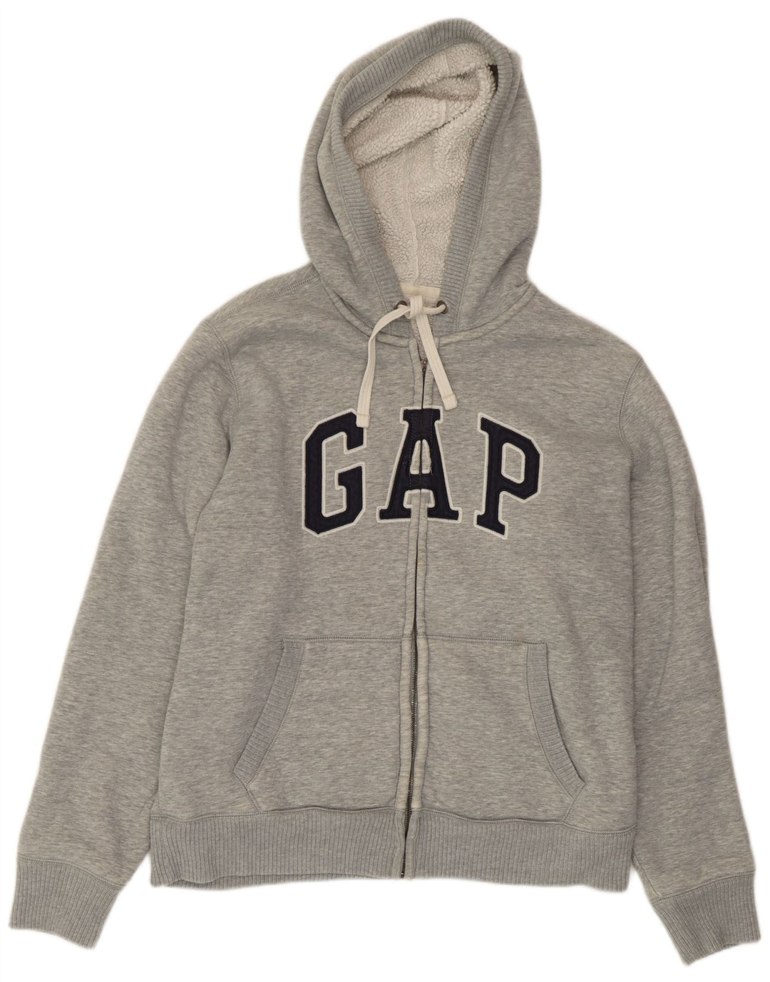 Gap Herren-Kapuzenpullover mit grafischem Reißverschluss, groß, aus grauer Baumwolle
