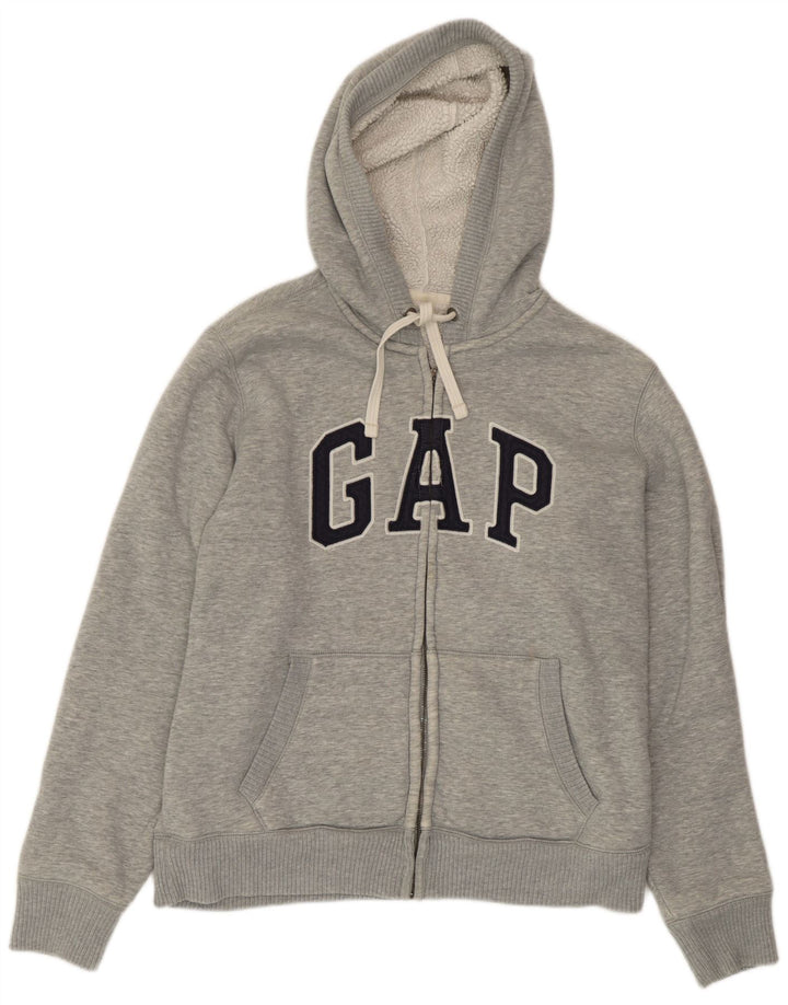 Gap Herren-Kapuzenpullover mit grafischem Reißverschluss, groß, aus grauer Baumwolle