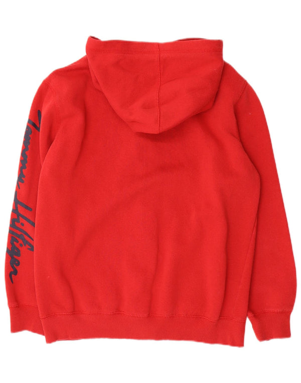 Tommy Hilfiger Jungen-Kapuzenpullover mit grafischem Reißverschluss, 15–16 Jahre, groß, rote Baumwolle