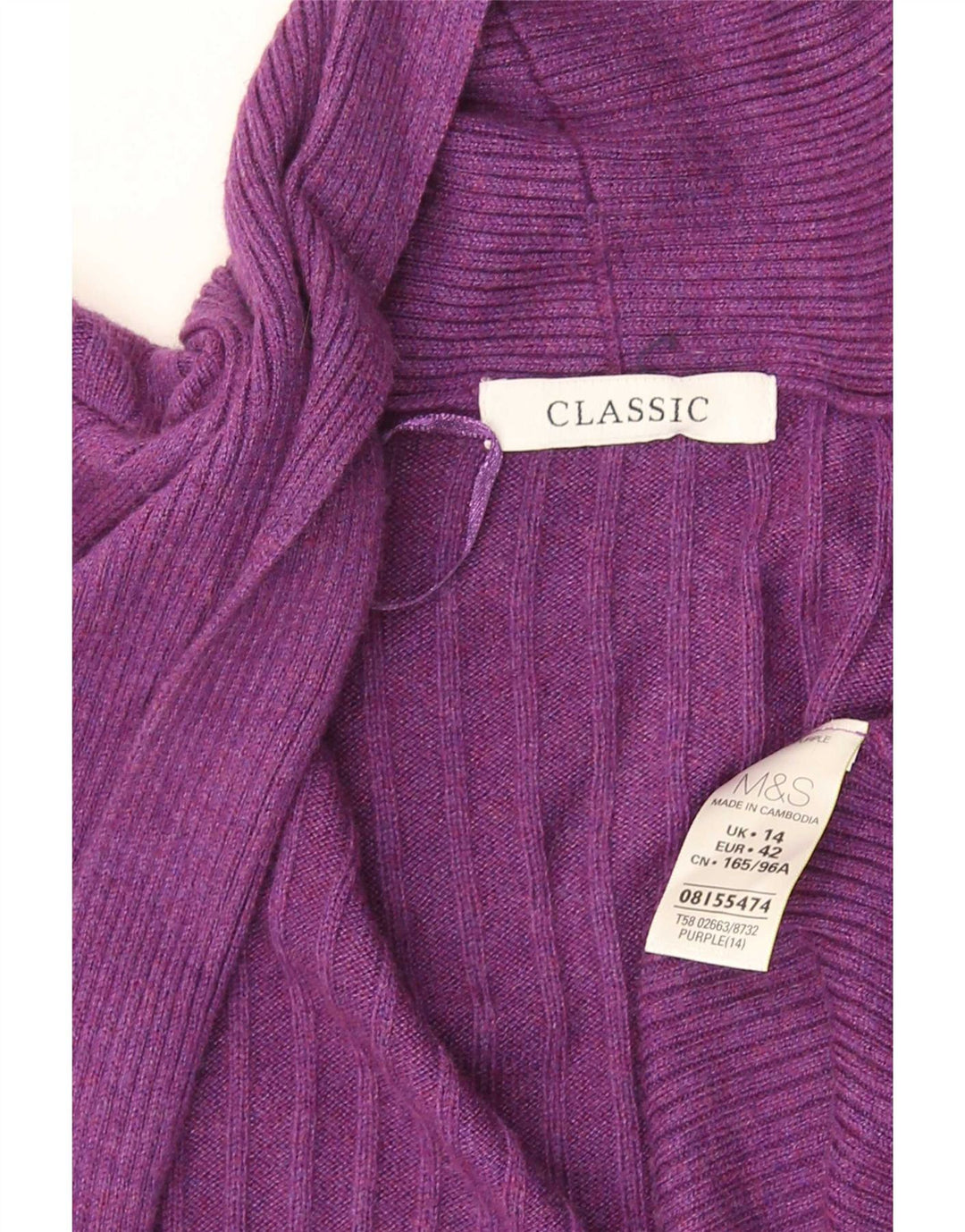 Marks & Spencer Offener Damen-Cardigan-Pullover UK 14 Mittelviolette Viskose