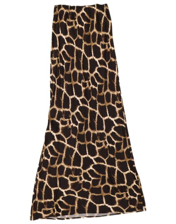 TOPSHOP Damen Maxirock UK 6 XS W24 Braune Viskose mit Animal-Print